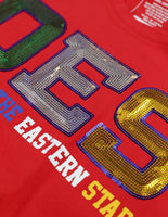 Big Boy Eastern Star Divine Sequin Patch Ladies Tee [Red]