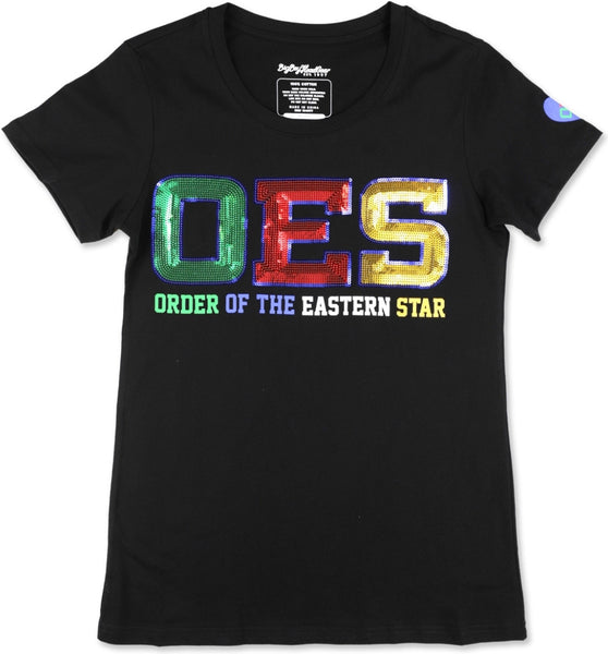 Big Boy Eastern Star Divine Sequin Patch Ladies Tee [Black]