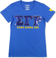 Big Boy Sigma Gamma Rho Divine 9 Sequin Patch Ladies Tee [Royal Blue]