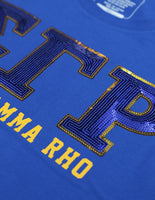 Big Boy Sigma Gamma Rho Divine 9 Sequin Patch Ladies Tee [Royal Blue]