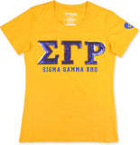 Big Boy Sigma Gamma Rho Divine 9 Sequin Patch Ladies Tee [Gold]