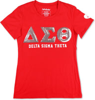 Big Boy Delta Sigma Theta Divine 9 Sequin Patch Ladies Tee [Red]