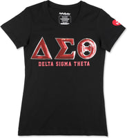 Big Boy Delta Sigma Theta Divine 9 Sequin Patch Ladies Tee [Black]