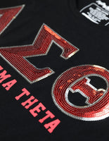 Big Boy Delta Sigma Theta Divine 9 Sequin Patch Ladies Tee [Black]