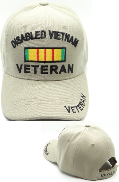 Disabled Vietnam Veteran Ribbon Mens Cap [Beige/Black]