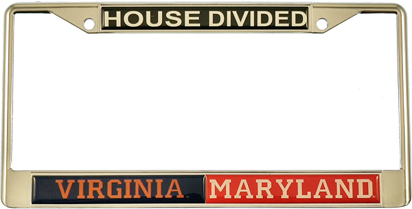Virginia + Maryland House Divided Split License Plate Frame [Silver]