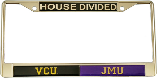Virginia Commonwealth + James Madison House Divided Split License Plate Frame [Silver]