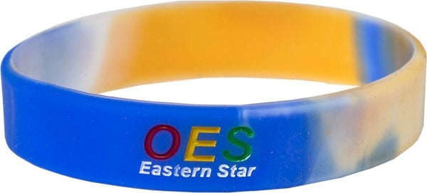 Eastern Star Tie-Dye Silicone Wristband [White/Blue/Gold]