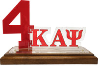 Kappa Alpha Psi Acrylic Desktop Line #4 With Wooden Base [Brown]