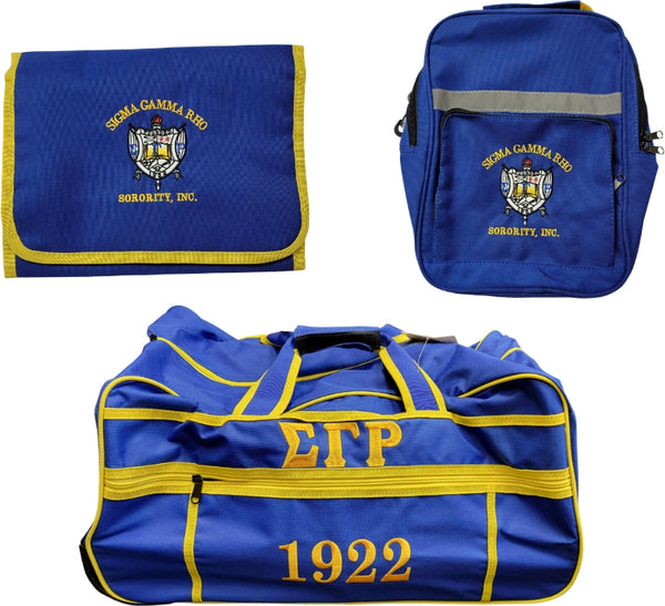 Buffalo Dallas Sigma Gamma Rho 3 Piece Travel Bag Bundle [Blue]