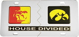 Pittsburg State (KS) + Iowa House Divided Split License Plate Tag [Silver/Silver]