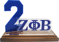 Zeta Phi Beta Acrylic Desktop Line #2 With Wooden Base [Brown]