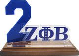 Zeta Phi Beta Acrylic Desktop Line #2 With Wooden Base [Brown]