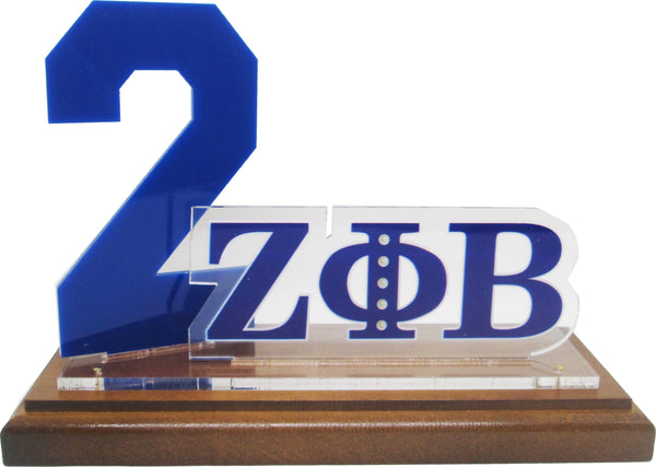 Zeta Phi Beta Acrylic Desktop Line #2 With Wooden Base [Brown]