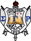 Sigma Gamma Rho Crest Embroidered Iron-On Patch [White/Blue/Gold]