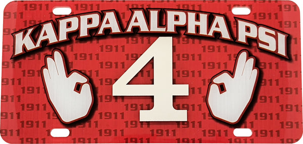 Kappa Alpha Psi Printed Line #4 License Plate [Red]