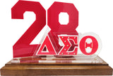 Delta Sigma Theta Acrylic Desktop Line #28 With Wooden Base [Brown]