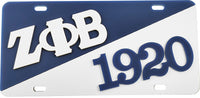 Zeta Phi Beta 1920 Split Founder License Plate [Blue/White]