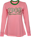 Alpha Kappa Alpha 1908 Cotton Long-Sleeve Womens Shirt [Pink]