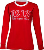 Delta Sigma Theta 1913 Cotton Long-Sleeve Womens Shirt [Red]