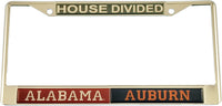 Alabama + Auburn House Divided Split License Plate Frame [Silver]