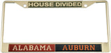 Alabama + Auburn House Divided Split License Plate Frame [Silver]