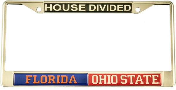 Florida + Ohio State House Divided Split License Plate Frame [Silver]
