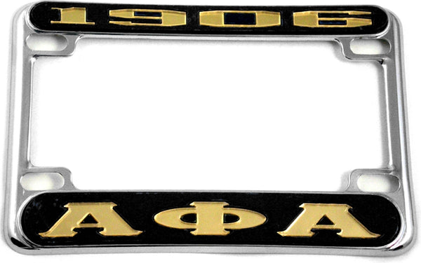 Alpha Phi Alpha 1906 Motorcycle License Plate Frame [Motorcycle Frame - Black/Gold]