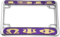 Omega Psi Phi 1911 Motorcycle License Plate Frame [Motorcycle Frame - Purple/Gold]