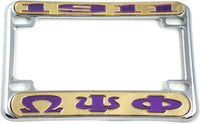 Omega Psi Phi 1911 Motorcycle License Plate Frame [Motorcycle Frame - Gold/Purple]