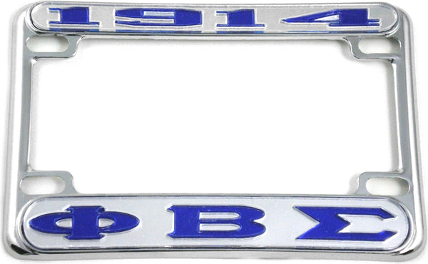 Phi Beta Sigma 1914 Motorcycle License Plate Frame [Motorcycle Frame - Silver/Blue]