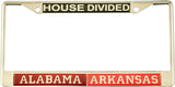 Alabama + Arkansas House Divided Split License Plate Frame [Silver]