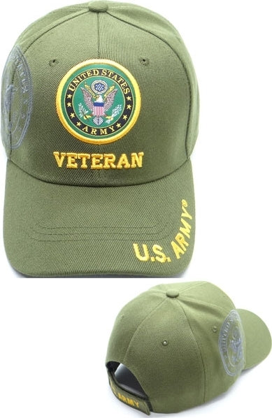 U.S. Army Veteran Shadow Mens Cap [Olive Green - Adjustable Size - Baseball Cap]