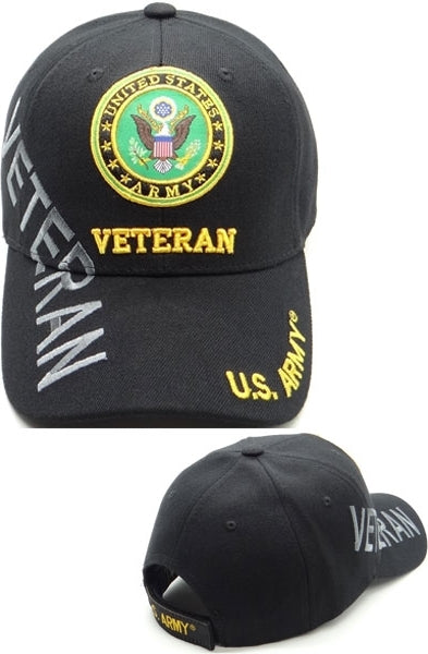 Army Veteran Text Side Shadow Mens Cap [Black]