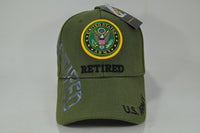 Army Retired Text Side Shadow Mens Cap [Olive Green]
