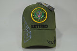 Army Retired Text Side Shadow Mens Cap [Olive Green]