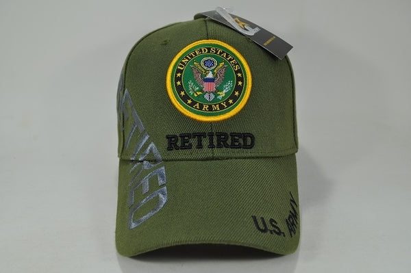 Army Retired Text Side Shadow Mens Cap [Olive Green]