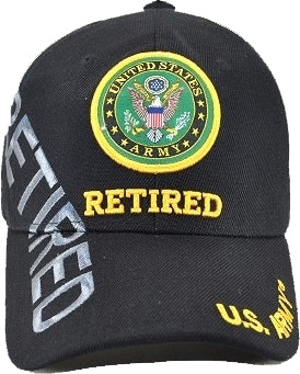 Army Retired Text Side Shadow Mens Cap [Black]