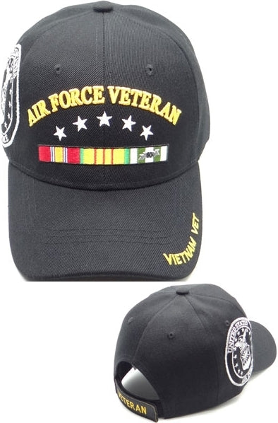 Air Force Vietnam Vet Ribbons & Stars Shadow Mens Cap [Black]