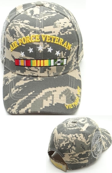Air Force Vietnam Vet Ribbons & Stars Shadow Mens Cap [Digital Camouflage]