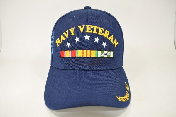 Navy Vietnam Vet Ribbons & Stars Shadow Mens Cap [Navy Blue]