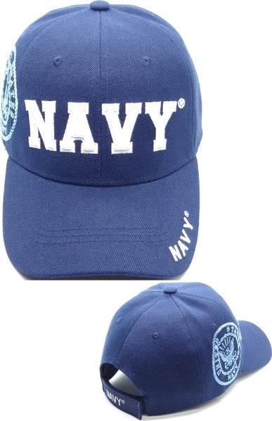 Navy Block Letter Shadow Mens Cap [Navy Blue]