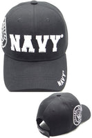 Navy Block Letter Shadow Mens Cap [Black]