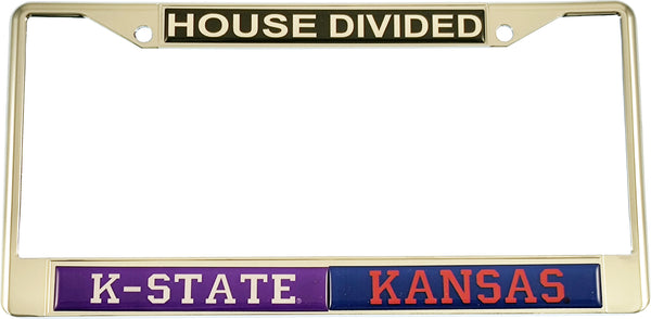 Kansas State + Kansas House Divided Split License Plate Frame [Silver]