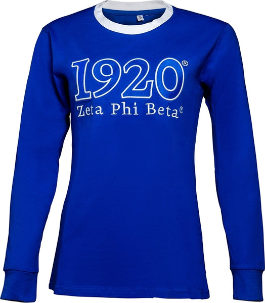 Zeta Phi Beta 1920 Cotton Long-Sleeve Womens Shirt [Blue]