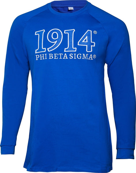 Phi Beta Sigma 1914 Cotton Long-Sleeve Mens Shirt [Blue]