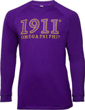 Omega Psi Phi 1911 Cotton Long-Sleeve Mens Shirt [Purple]