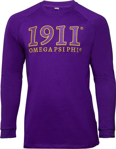 Omega Psi Phi 1911 Cotton Long-Sleeve Mens Shirt [Purple]