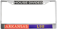 Arkansas + LSU House Divided Split License Plate Frame [Silver]