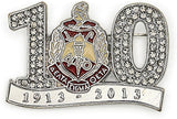 Delta Sigma Theta 100 Year Anniversary Stone Lapel Pin [Silver]
